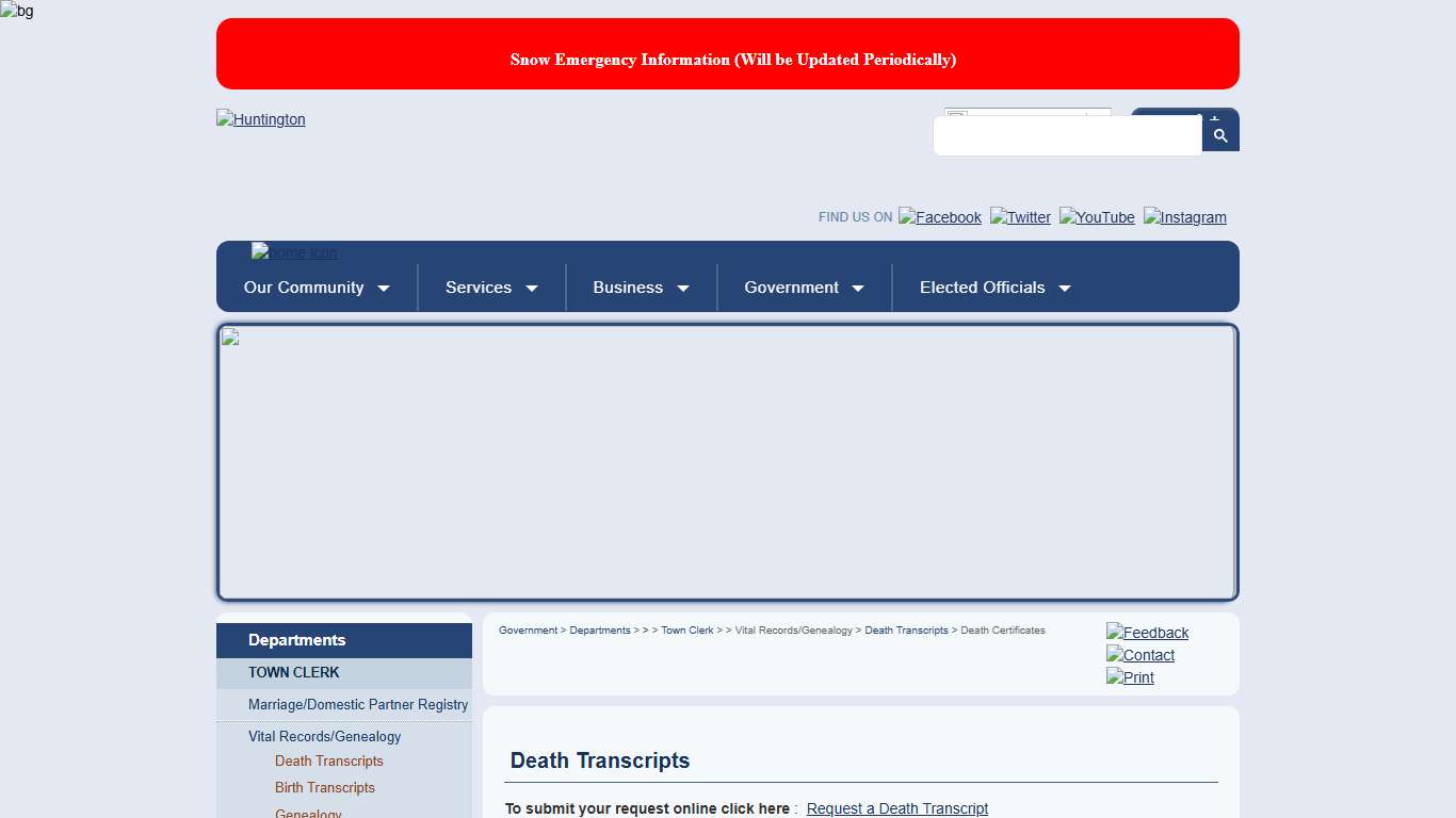 Death Certificates - Town of Huntington, Long Island, New York